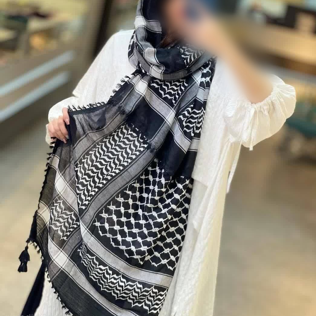 شال چفیه منگوله دار سفید