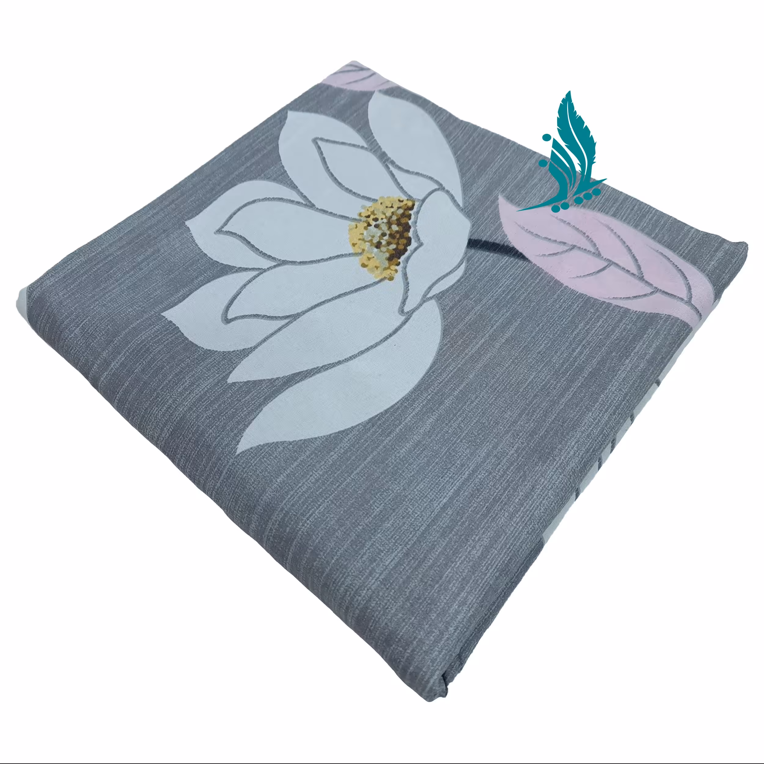 پارچه ملحفه ای طرح لیلیوم طوسی عرض 240 سانتی متر