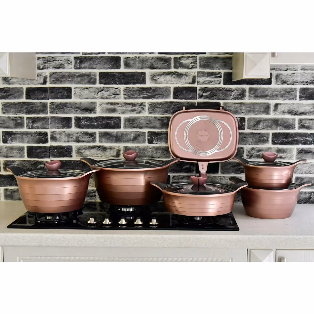 سرویس قابلمه 12 پارچه گرانیتی  رزگلد کروپ ست 