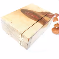 جعبه چوبی مستطیلی رزینی جگری عرضی رنگ  دستساز چوبکده بید سفید