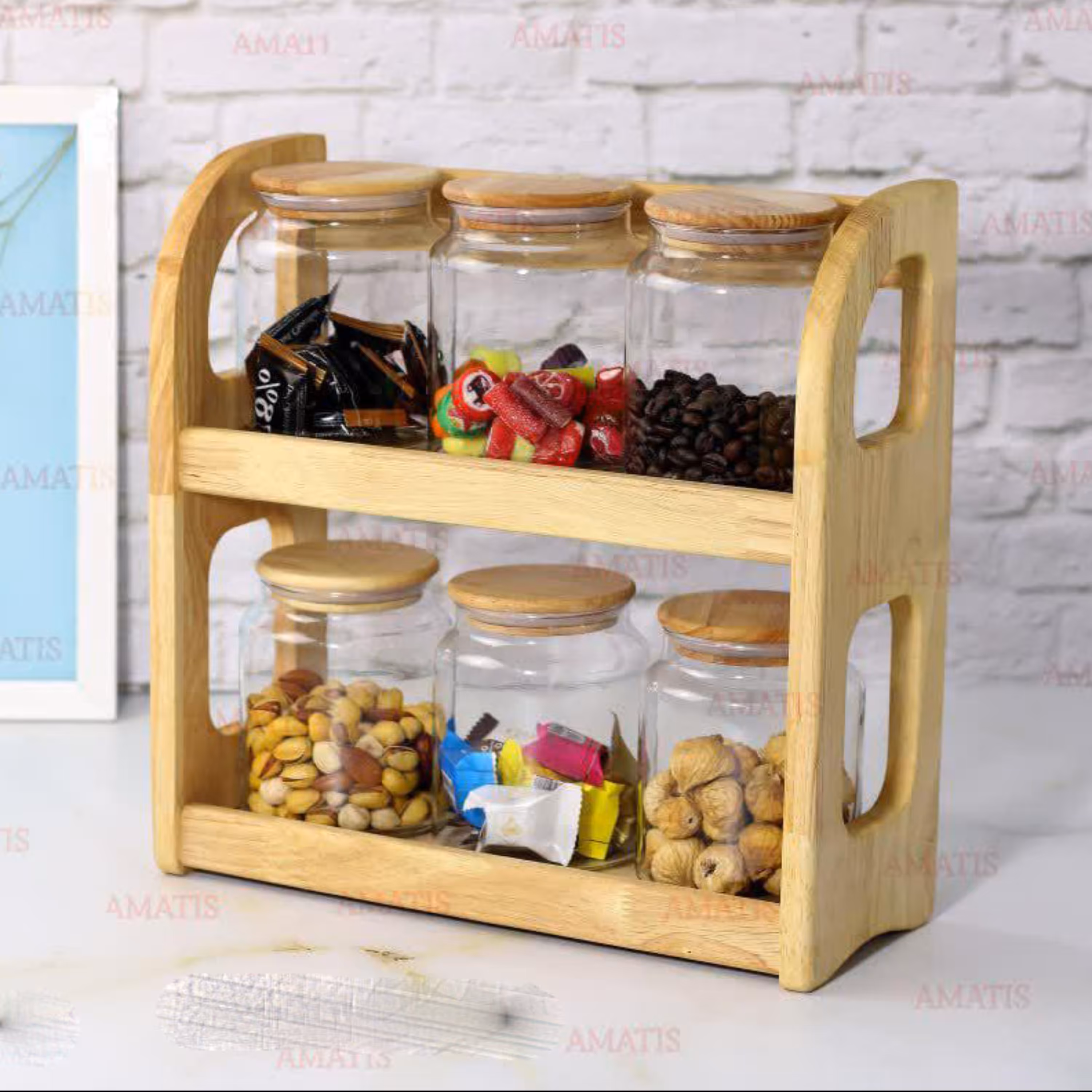 ست بانکه حبوبات 6 پارچه با استند چوبی 99236 آماتیس