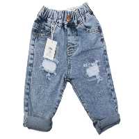 شلوار جین کمرکش زاپ دار نوزادی زارا بیبی zara baby