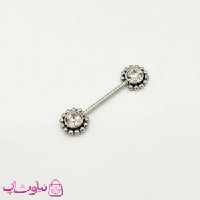 پیرسینگ سینه نگیندار نقره ای کد 892