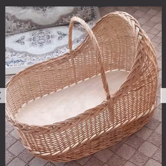 سبد حمل و کریر نوزاد حصیری مرواربافی کف 6میل (پس کرایه)