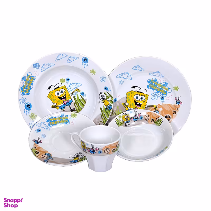 سرویس غذاخوری 5 پارچه مدل باب اسفنجی