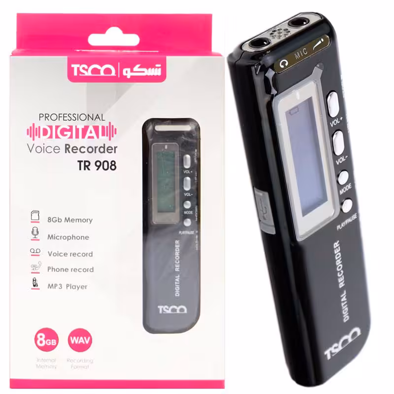 ضبط کننده صدا TSCO TR908 8GBTSCO TR908 8GB Digital Voice Recorder