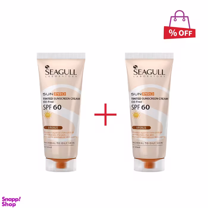 کرم ضد آفتاب رنگی سی گل (Seagull) مدل Sunpro SPF60 حجم 50 میلی‌‌لیتر مجموعه 2 عددی