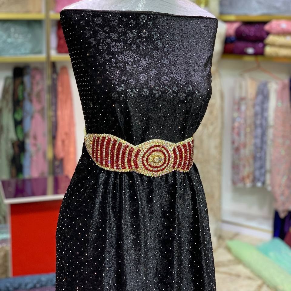 پارچه مخمل کشی نگین دار اصل و زیبا