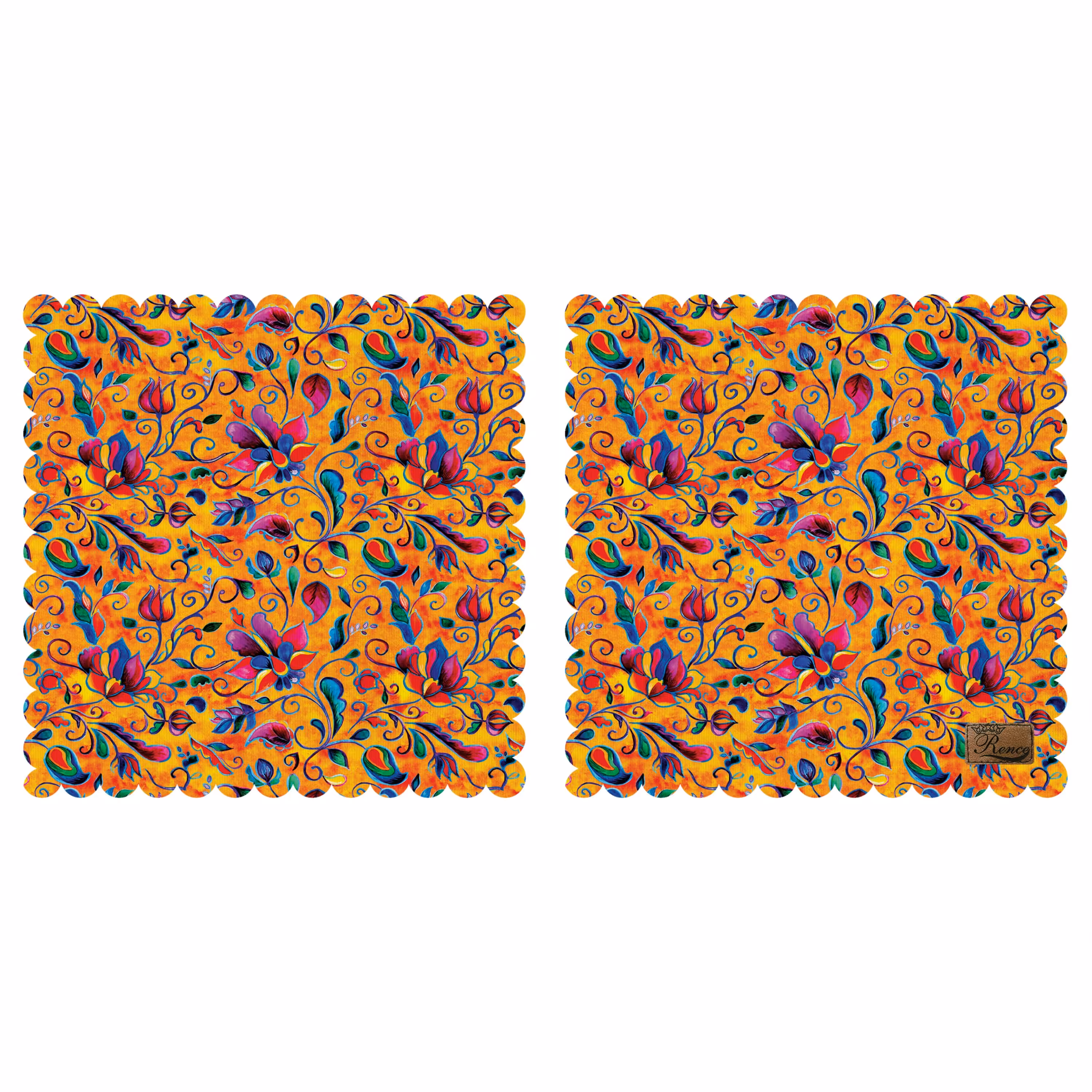 رومیزی مخمل طرح گل دو عدد سایز 40 در 40 مدل T3-814 شرکت رنس