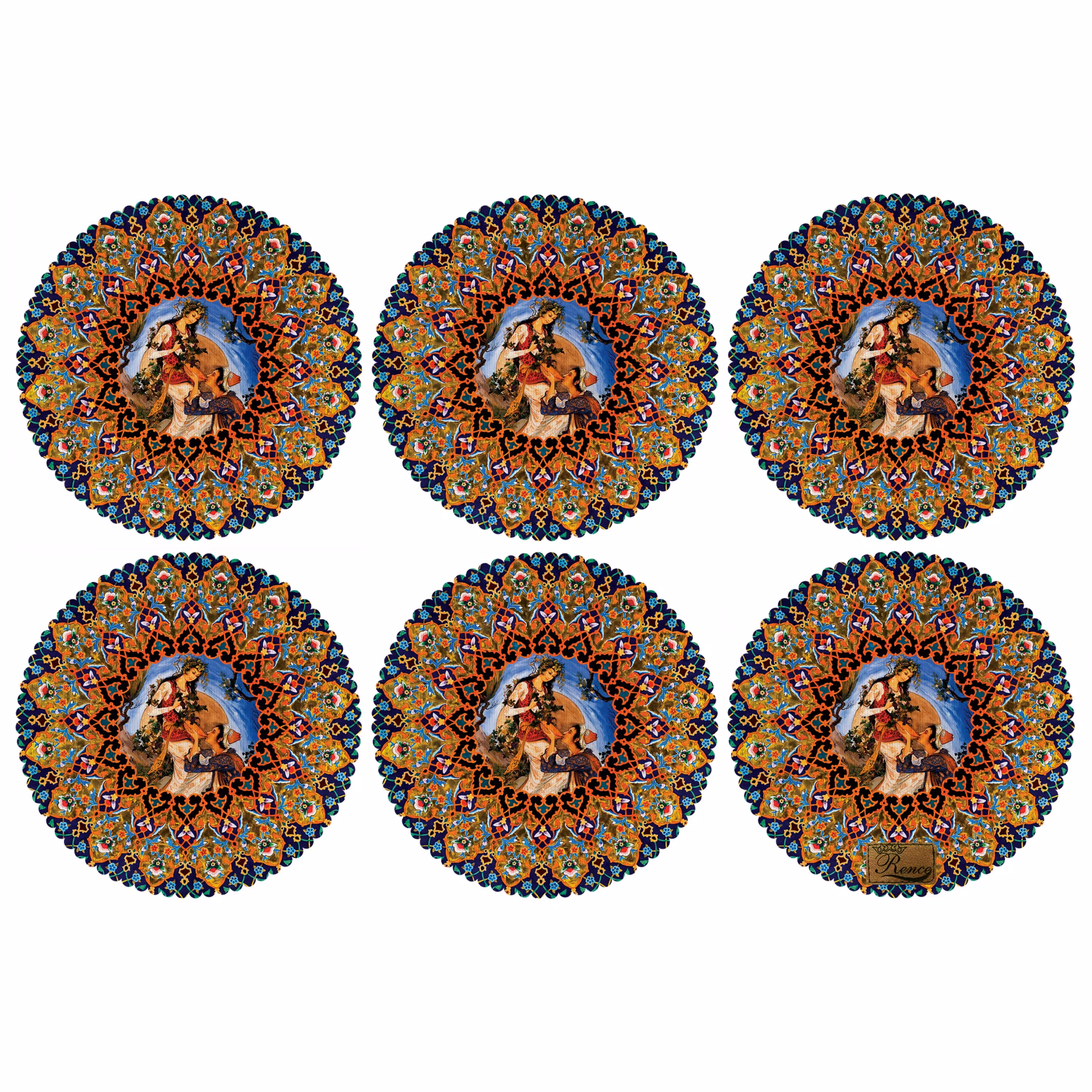 زیر بشقابی دایره ای پارچه مخمل سایز 30 در 30 مدل U2-416 شرکت رنس