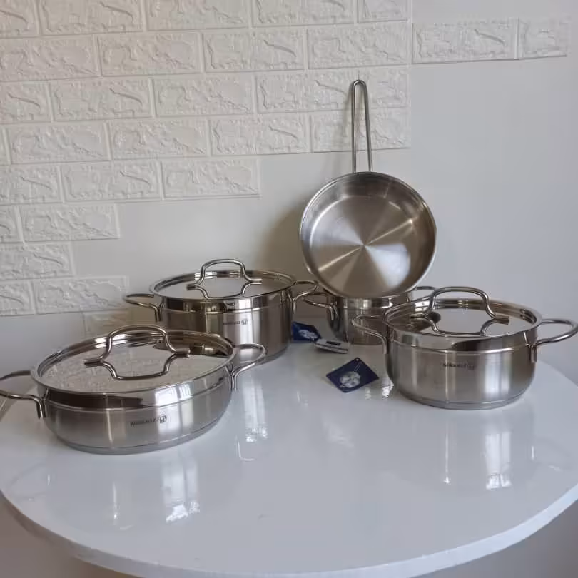 سرویس قابلمه 9پارچه استیل کرکماز مدل آلفا ترکیه ( korkmaz) 