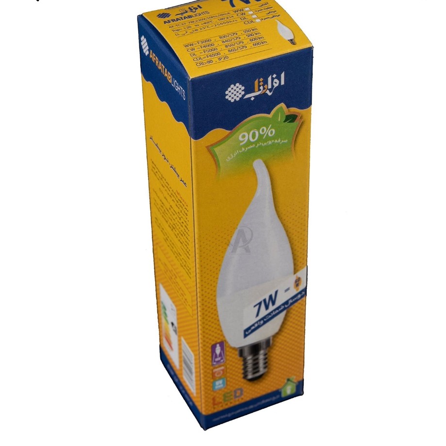 لامپ ال ای دی اشکی افراتاب 7وات ، طیف رنگی مهتابی سرد ،نرمال سفید یخی،گرم آفتابی