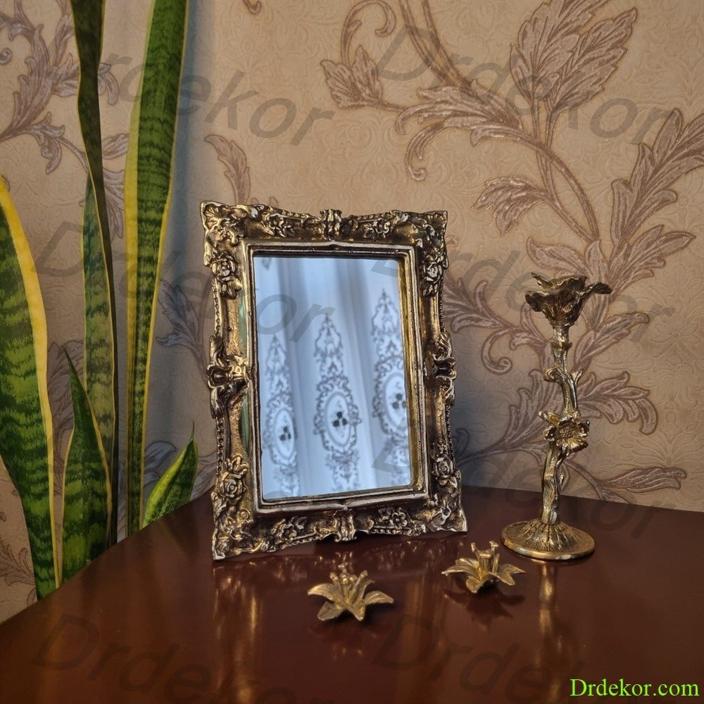 آینه رومیزی و دیواری برنجی برنزی مدل ترمه