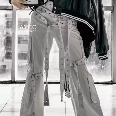 شلوار کارگو سفید شلوار کتان اسپورت دخترانه و پسرانه