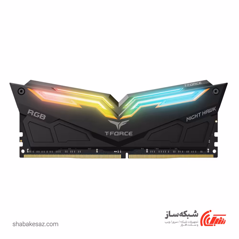 قیمت و خرید رم کامپیوتر DDR4 تیم گروپ T-Force Night Hawk RGB ظرفیت 16 گیگابایت 3200MHz - شبکه ساز