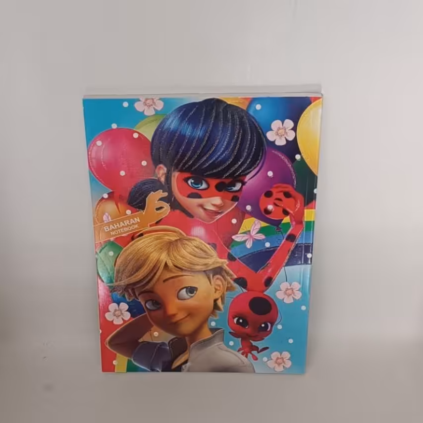 دفتر خط دار 80 برگ ته چسب طرح فانتزی 