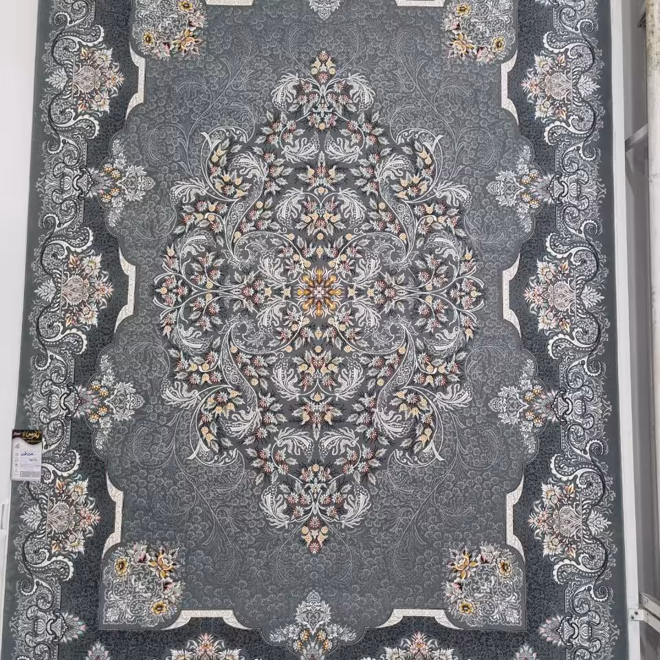 فرش پاتریس 700شانه تراکم 2550 طرح دوریس طوسی قالیچه 4متری