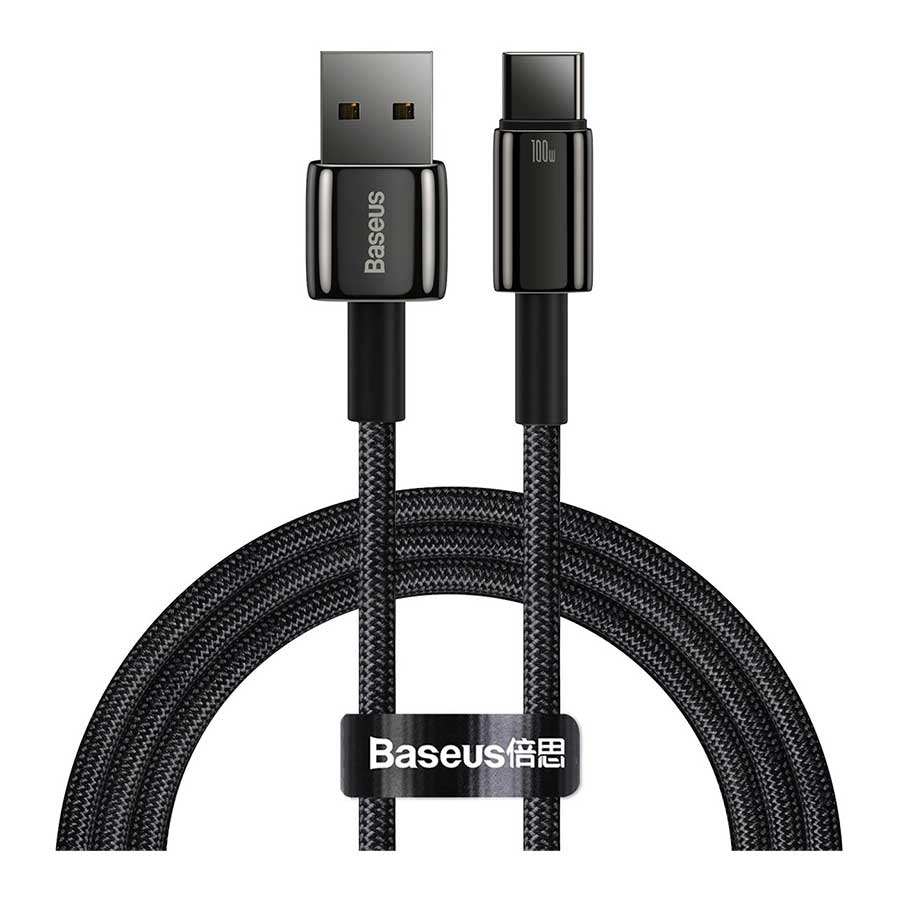 کابل فست شارژ Type-C باسئوس مدل TUNGSTEN GOLD CAWJ000101 100W طول 2 مترBaseus TUNGSTEN GOLD CAWJ000101 100W USB to Type-C 2m Cable