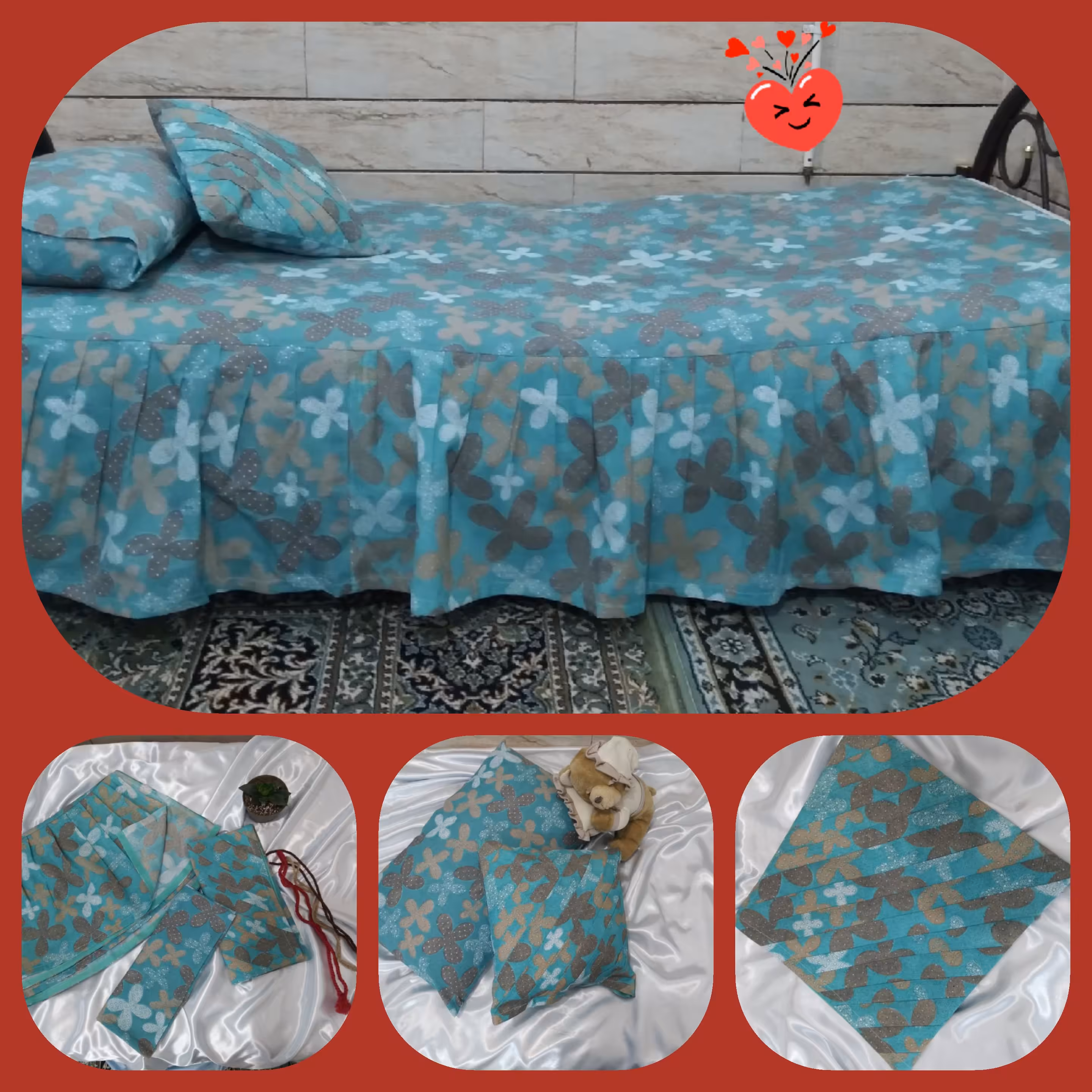 روتختی تک نفره به همراه روبالشتی و کوسن