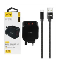 شارژر دیواری جی بی کیو 30 وات مدل HC-12F2 با کابل شارژ اندروید (دو پورت)