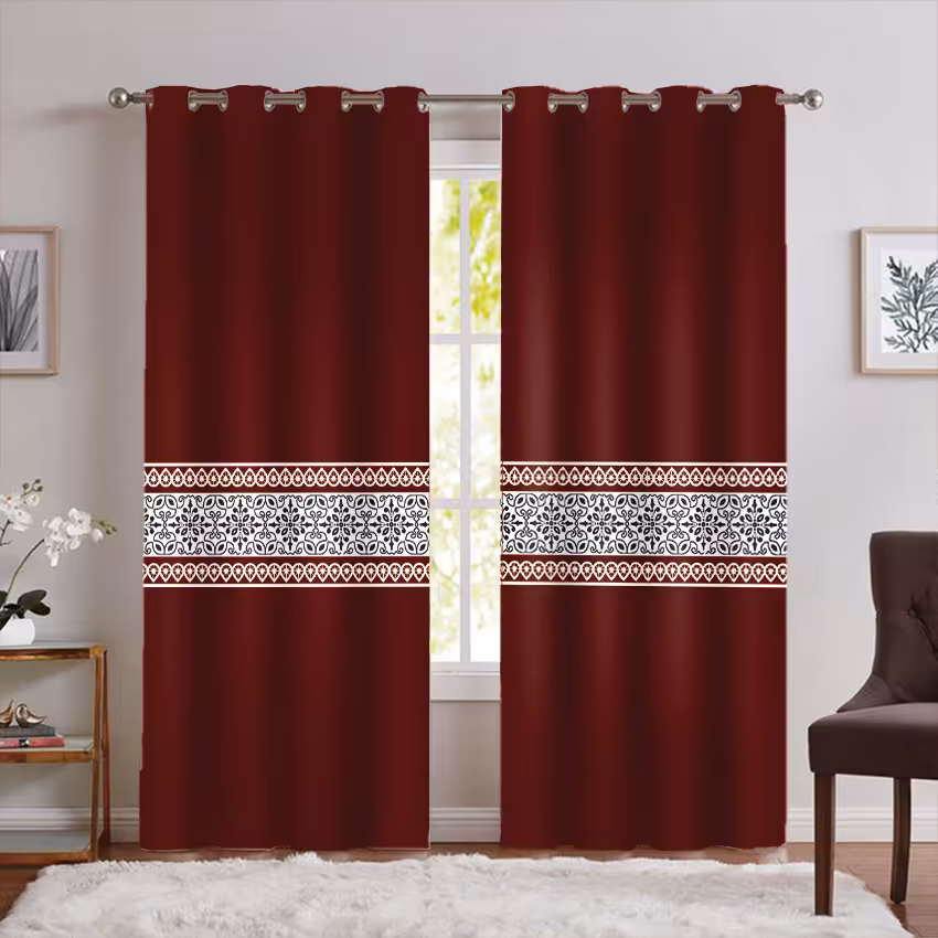 جدیدترین مدل پرده پانچی رنگ زرشکی SA-8941