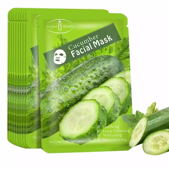 بسته ده عددی ماسک ورقه ای خیار aichun beauty آیچون بیوتی  100 گرم