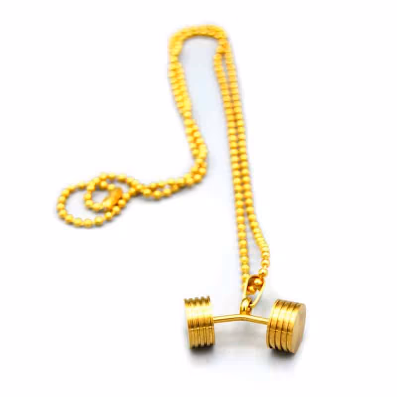 گردنبند استیل طرح دمبل خم زنجیر دات مدل 22609