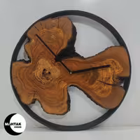 ساعت روستیک کد WO03 ( چوب زیتون و رینگ فلزی) سایز 45