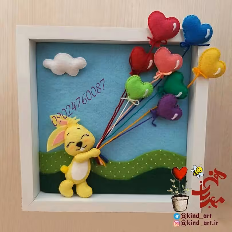 باکس عروسک خرگوش نمدی و بادکنک