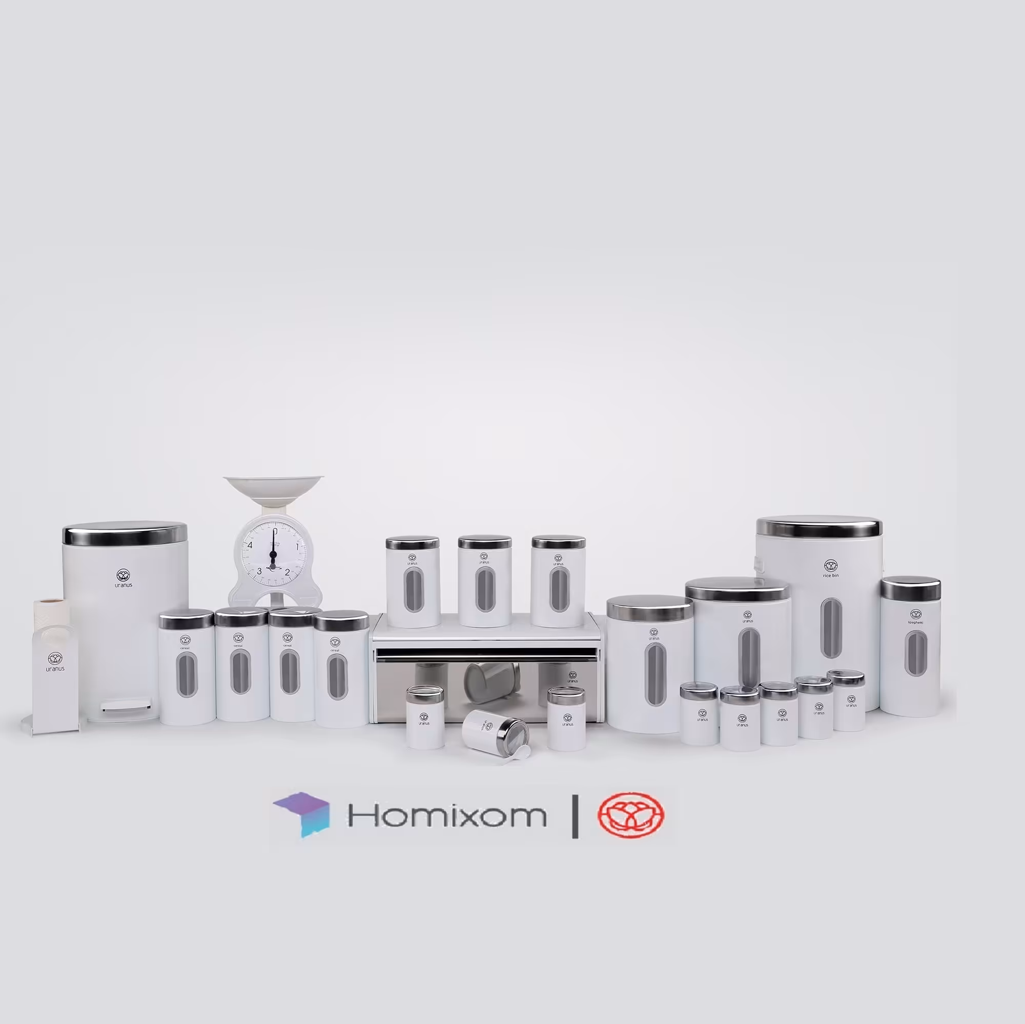 سرویس آشپزخانه اورانوس 23 پارچه سفید با درب استیل