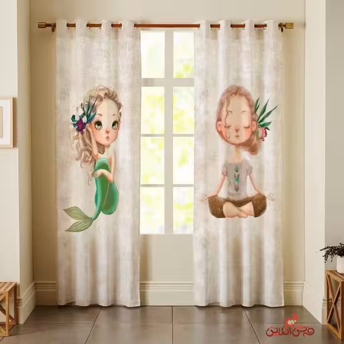 پرده 2عددی کودک طرح پری دریایی کد 2759