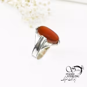 انگشتر نقره مردانه با سنگ عقیق کد 6473