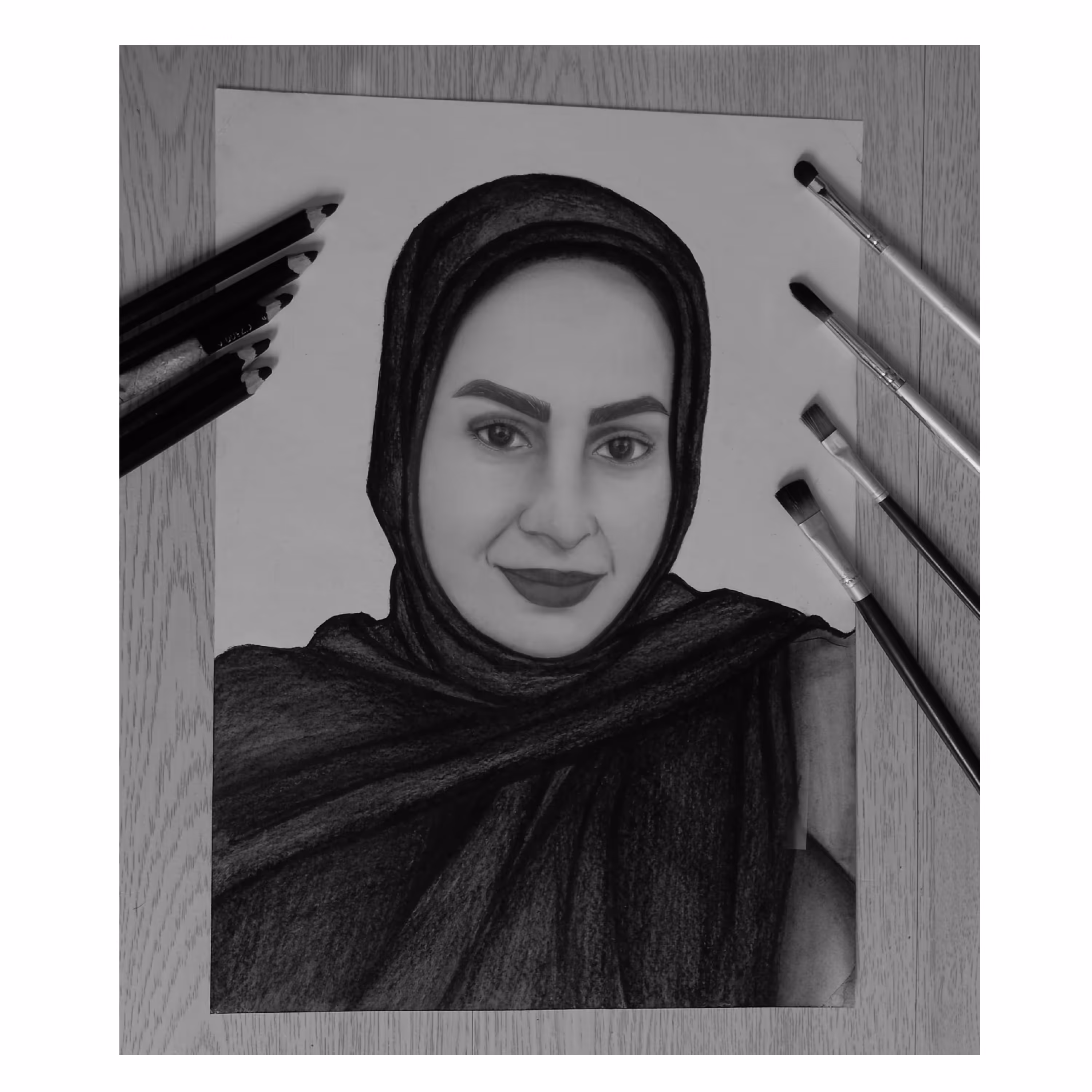 طراحی چهره با تکنیک سیاه قلم