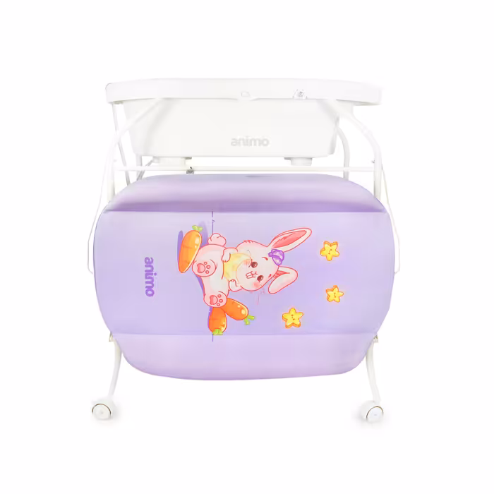 وان حمام پایه دار و میز تعویض نوزادی انیمو المان طبقاتی 4 چرخ با اسان شور و تشک ضد حساسیت شب نما  ANIMO  2IN1