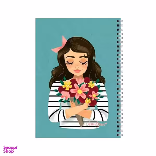 دفتر مشق 50 برگ بامبیلیپ طرح دختر و دست گل کد 7683298