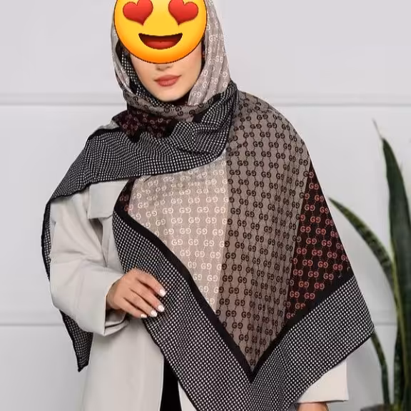 روسری نخی لبه دست دوزی شده فوق العاده باکیفیت 