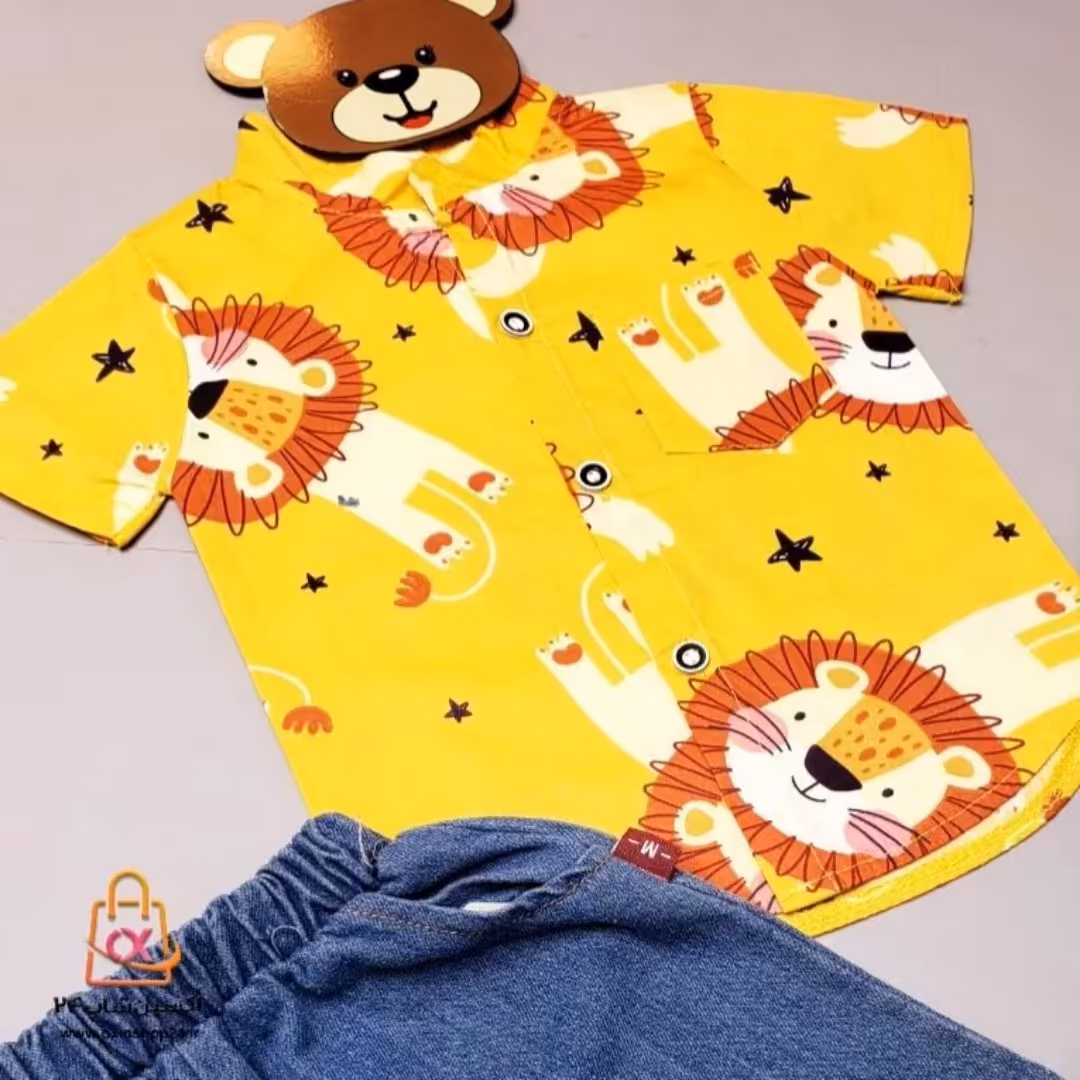 ست پیراهن و شلوارک پسرانه وارداتی گوانجو طرح الکس دو تکه نخ پنبه و جین