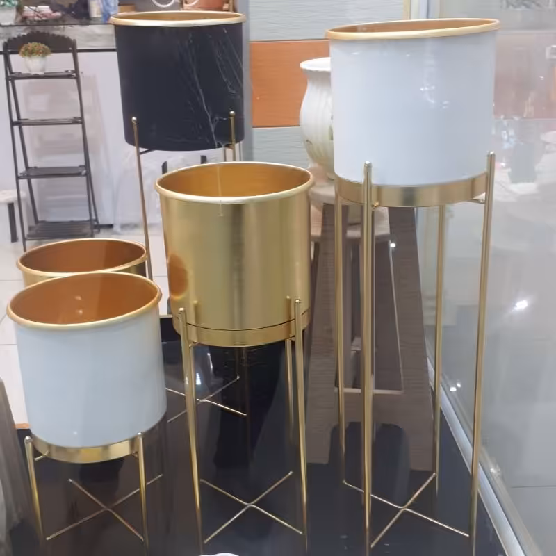 پایه گلدان سه تیکه لوله ای ضخیم و گلدان آلومینیوم ضد زنگ 