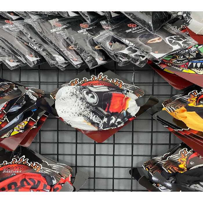 هدبند/دستمال سر موتورسیکلت مشکی هدبند دستمال موتور باند سیاه سفید با چهره های مسابقه پروسو Prosev