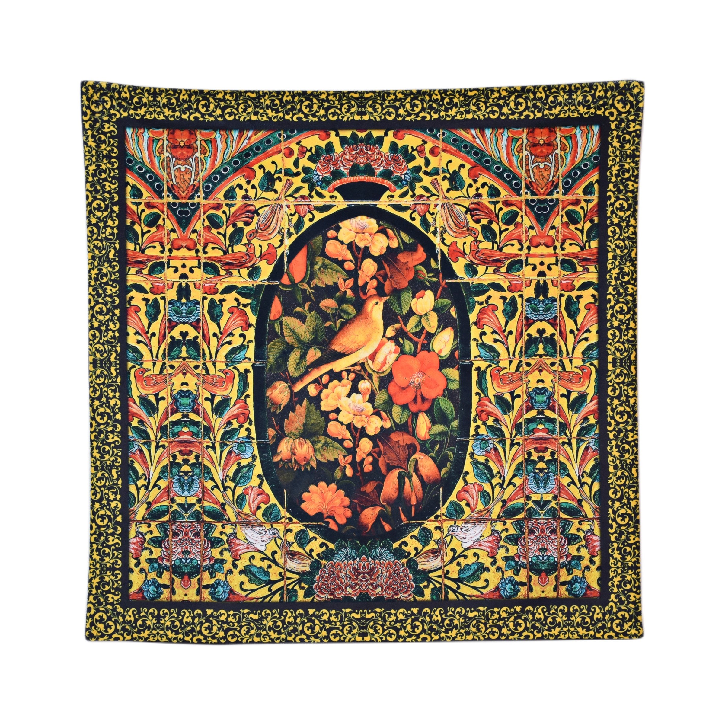 رومیزی مدل مخمل طرح گل و مرغ کد 109