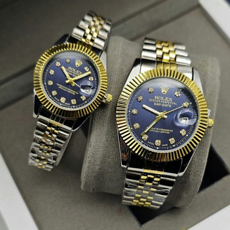 ست زنانه مردانه ساعت مچی ضداب رولکس دیت جاست دارای 6 ماه گارانتی موتور Rolex Date just