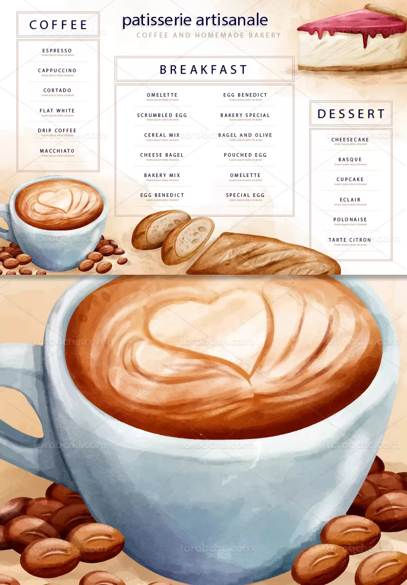 وکتور منو شیرینی پزی | گرافیک با طعم تربچه