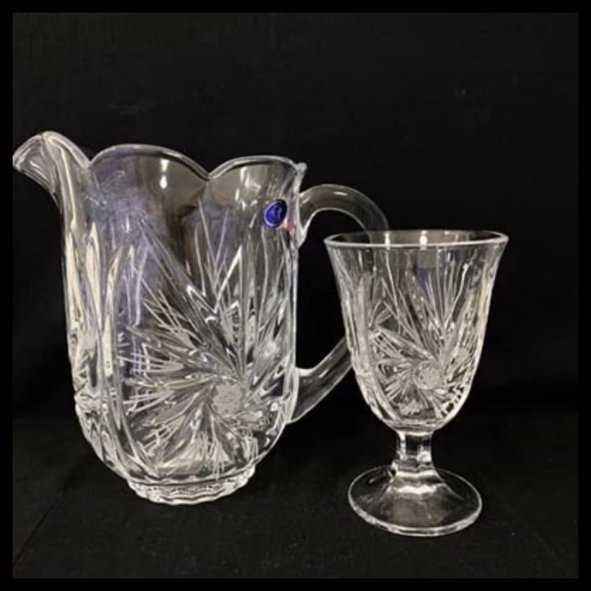 پارچ و گیلاس خورشیدی کریستال تراش خورده خارجی تنگ و گیلاس خورشیدی کریستال خارجی