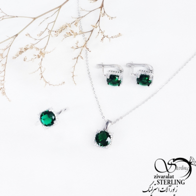 نیمست طرح زمرد (سبز) عیار925 کد 11787