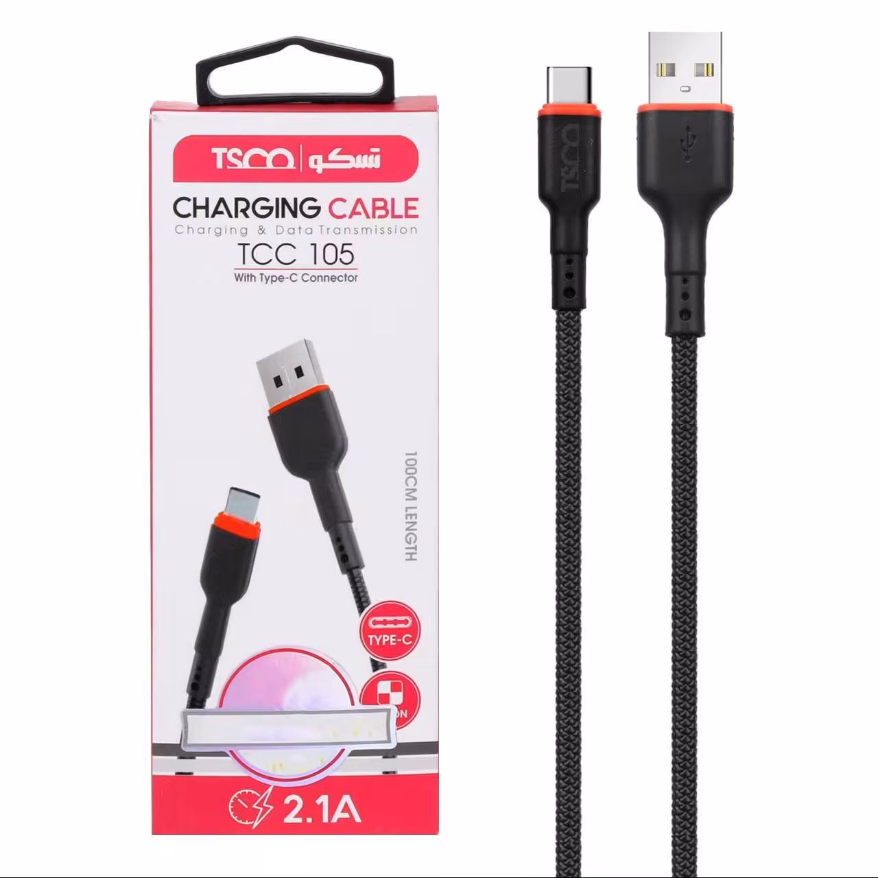 کابل شارژ Type-C تسکو TC-C105-مشکی 