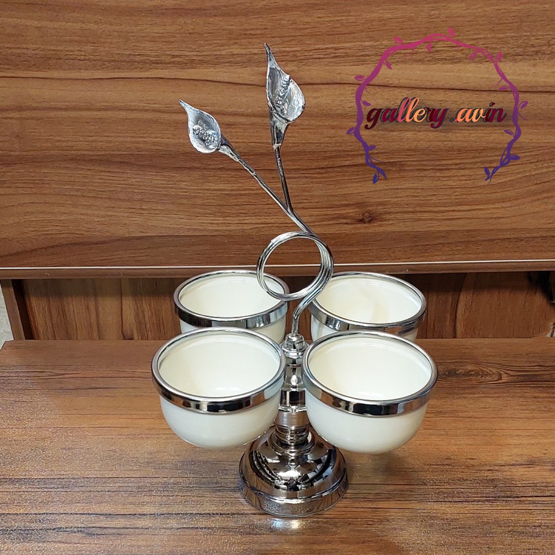 اردو خوری 4 خانه کِرِم نقره ای گل شیپوری 