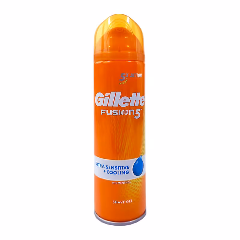 ژل اصلاح ژیلت مدل Fusion5 Ultra Sensitive Cooling حجم 200 میلی لیتر