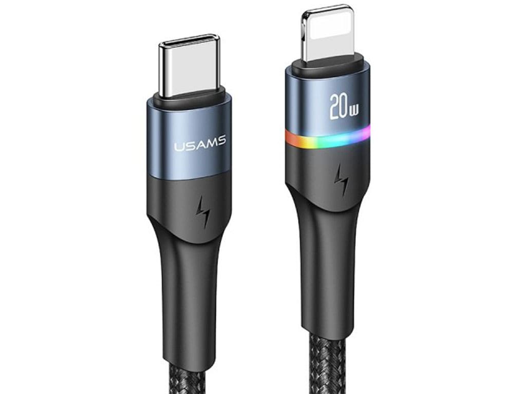 کابل شارژ سریع تایپ‌سی به لایتنینگ 1.2 متری یوسامز USAMS Type-C to Lightning 20W Cable US-SJ538