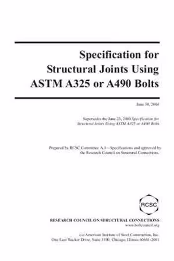 [PDF] دانلود کتاب Aisc Specification For Structural Joints Using Astm A325 Or A490 Bolts, 2004