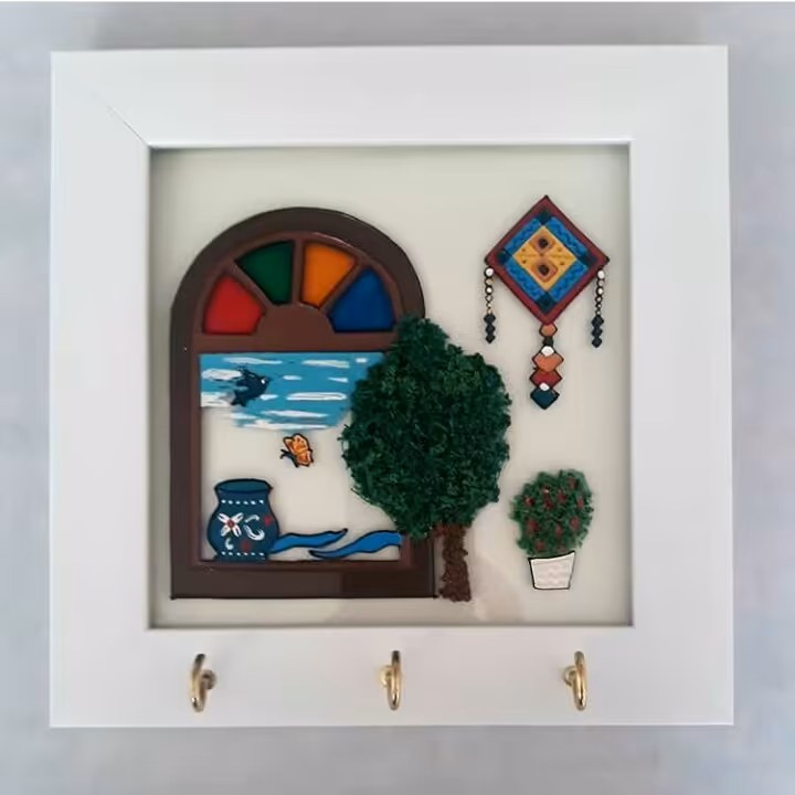 تابلو |ویترای طرح بهار|قاب جاکلیدی| نقش برجسته| دکوری زیبا| کادویی| هدیه